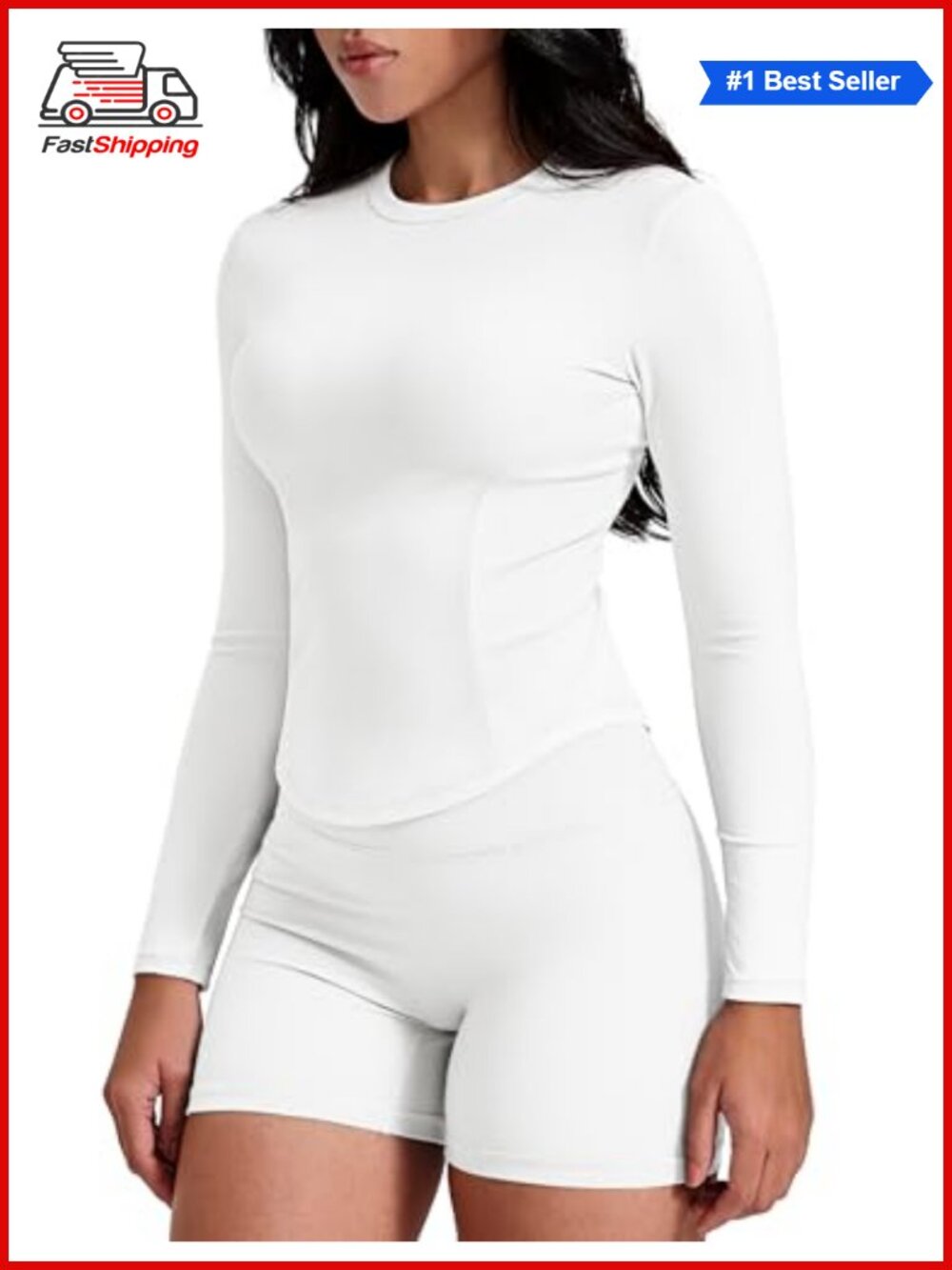 Long Sleeve Cropped Workout Top - Slim Fit Athletic Gym Shirt